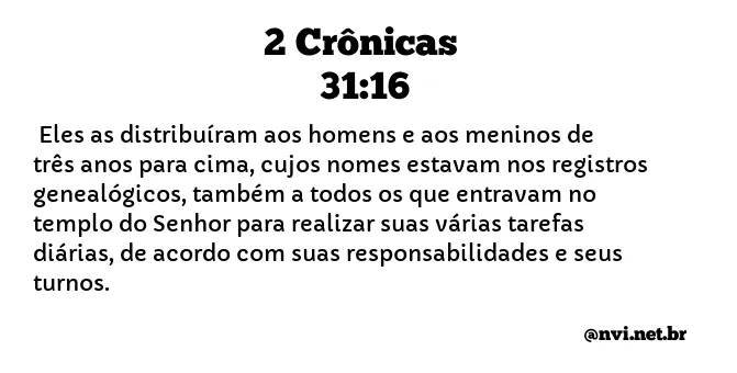 2 CRÔNICAS 31:16 NVI NOVA VERSÃO INTERNACIONAL