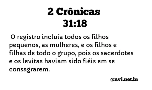 2 CRÔNICAS 31:18 NVI NOVA VERSÃO INTERNACIONAL