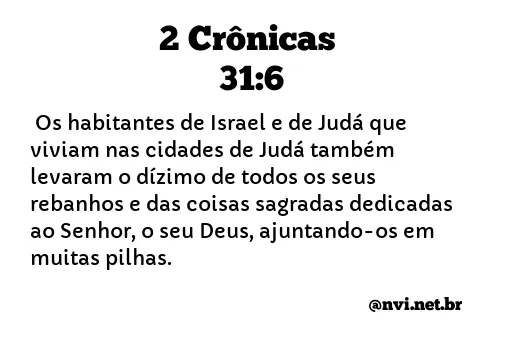 2 CRÔNICAS 31:6 NVI NOVA VERSÃO INTERNACIONAL