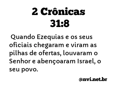 2 CRÔNICAS 31:8 NVI NOVA VERSÃO INTERNACIONAL