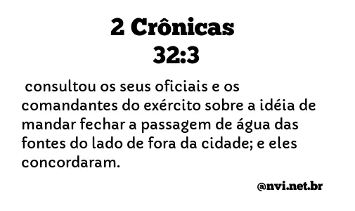 2 CRÔNICAS 32:3 NVI NOVA VERSÃO INTERNACIONAL