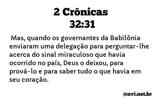 2 CRÔNICAS 32:31 NVI NOVA VERSÃO INTERNACIONAL