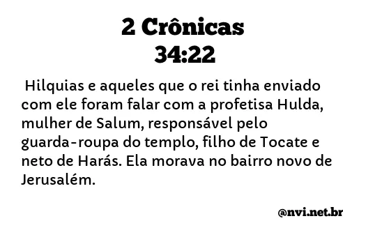 2 CRÔNICAS 34:22 NVI NOVA VERSÃO INTERNACIONAL