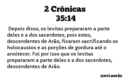 2 CRÔNICAS 35:14 NVI NOVA VERSÃO INTERNACIONAL