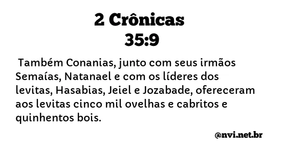 2 CRÔNICAS 35:9 NVI NOVA VERSÃO INTERNACIONAL