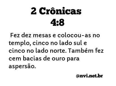 2 CRÔNICAS 4:8 NVI NOVA VERSÃO INTERNACIONAL