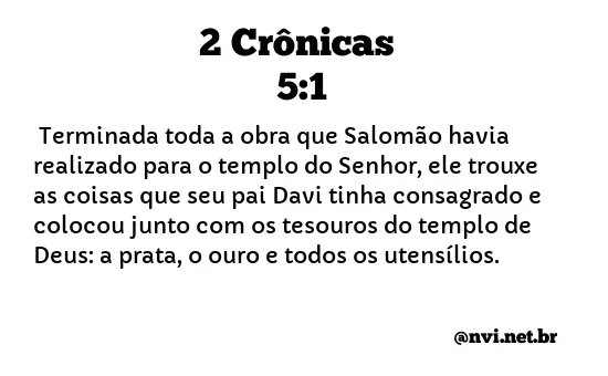 2 CRÔNICAS 5:1 NVI NOVA VERSÃO INTERNACIONAL