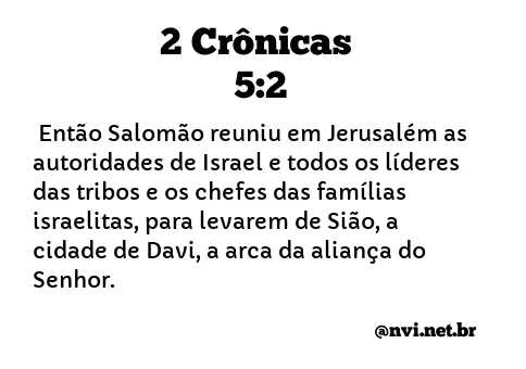 2 CRÔNICAS 5:2 NVI NOVA VERSÃO INTERNACIONAL