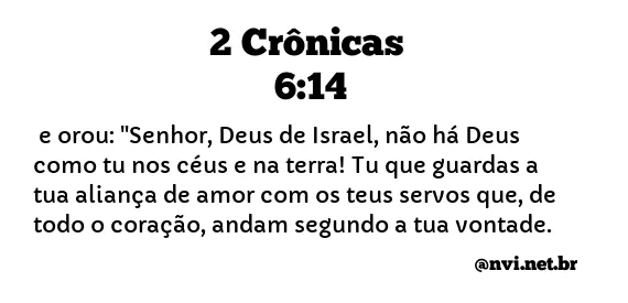 2 CRÔNICAS 6:14 NVI NOVA VERSÃO INTERNACIONAL