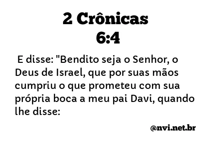 2 CRÔNICAS 6:4 NVI NOVA VERSÃO INTERNACIONAL