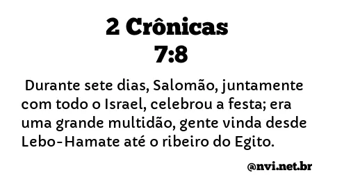 2 CRÔNICAS 7:8 NVI NOVA VERSÃO INTERNACIONAL