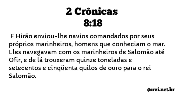 2 CRÔNICAS 8:18 NVI NOVA VERSÃO INTERNACIONAL