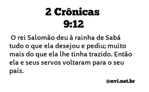 2 CRÔNICAS 9:12 NVI NOVA VERSÃO INTERNACIONAL