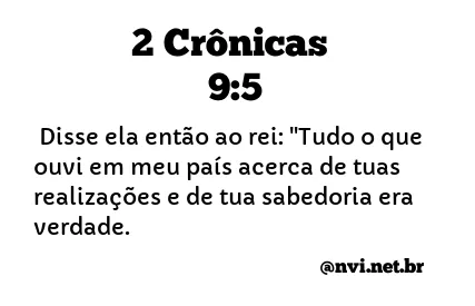 2 CRÔNICAS 9:5 NVI NOVA VERSÃO INTERNACIONAL