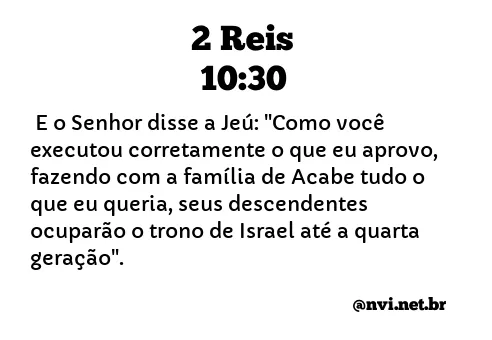 2 REIS 10:30 NVI NOVA VERSÃO INTERNACIONAL