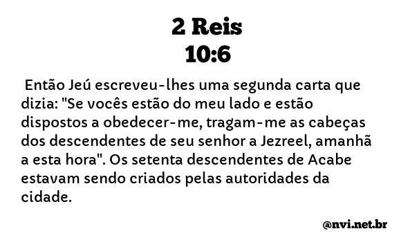 2 REIS 10:6 NVI NOVA VERSÃO INTERNACIONAL