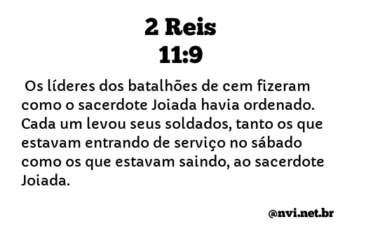 2 REIS 11:9 NVI NOVA VERSÃO INTERNACIONAL