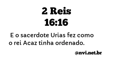 2 REIS 16:16 NVI NOVA VERSÃO INTERNACIONAL