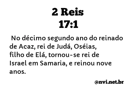 2 REIS 17:1 NVI NOVA VERSÃO INTERNACIONAL