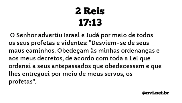 2 REIS 17:13 NVI NOVA VERSÃO INTERNACIONAL