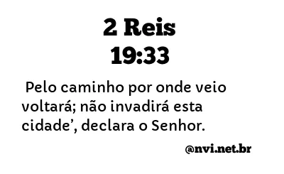 2 REIS 19:33 NVI NOVA VERSÃO INTERNACIONAL