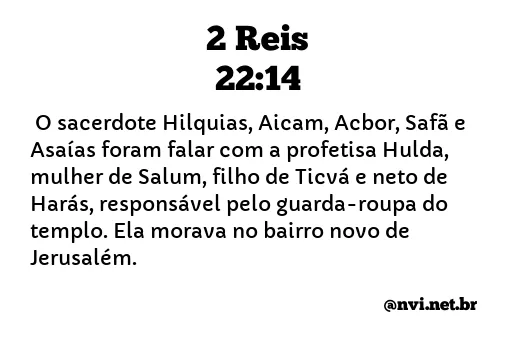 2 REIS 22:14 NVI NOVA VERSÃO INTERNACIONAL