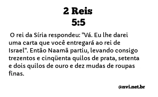 2 REIS 5:5 NVI NOVA VERSÃO INTERNACIONAL