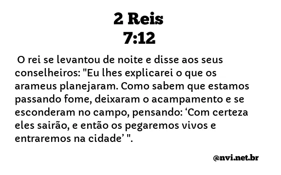 2 REIS 7:12 NVI NOVA VERSÃO INTERNACIONAL