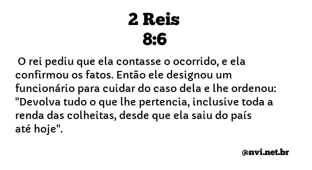 2 REIS 8:6 NVI NOVA VERSÃO INTERNACIONAL