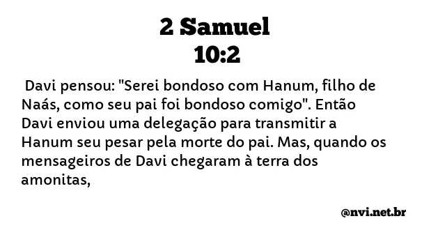 2 SAMUEL 10:2 NVI NOVA VERSÃO INTERNACIONAL