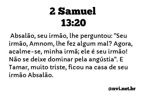 2 SAMUEL 13:20 NVI NOVA VERSÃO INTERNACIONAL