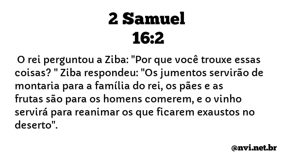 2 SAMUEL 16:2 NVI NOVA VERSÃO INTERNACIONAL