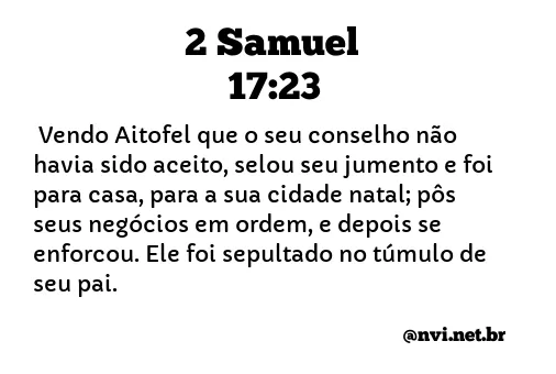 2 SAMUEL 17:23 NVI NOVA VERSÃO INTERNACIONAL