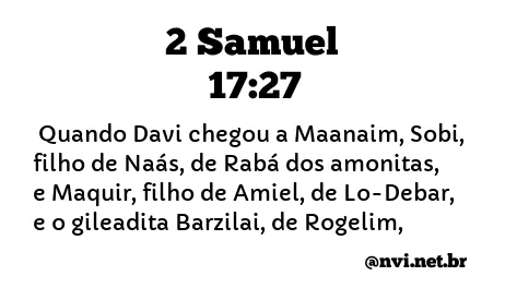 2 SAMUEL 17:27 NVI NOVA VERSÃO INTERNACIONAL