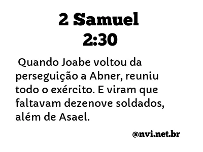 2 SAMUEL 2:30 NVI NOVA VERSÃO INTERNACIONAL