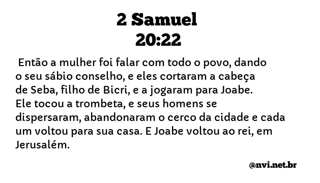 2 SAMUEL 20:22 NVI NOVA VERSÃO INTERNACIONAL