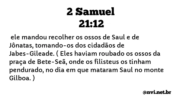 2 SAMUEL 21:12 NVI NOVA VERSÃO INTERNACIONAL