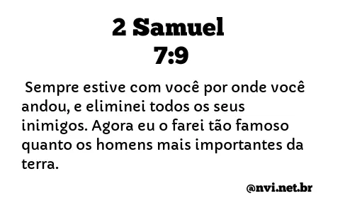 2 SAMUEL 7:9 NVI NOVA VERSÃO INTERNACIONAL