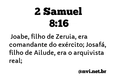 2 SAMUEL 8:16 NVI NOVA VERSÃO INTERNACIONAL