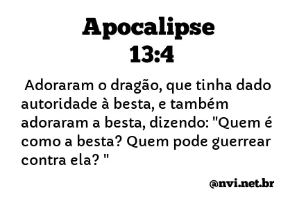 APOCALIPSE 13:4 NVI NOVA VERSÃO INTERNACIONAL