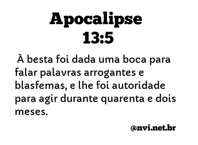 APOCALIPSE 13:5 NVI NOVA VERSÃO INTERNACIONAL