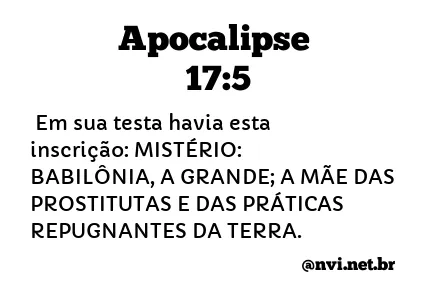 APOCALIPSE 17:5 NVI NOVA VERSÃO INTERNACIONAL