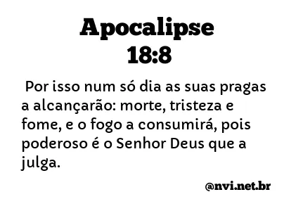 APOCALIPSE 18:8 NVI NOVA VERSÃO INTERNACIONAL