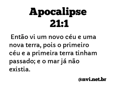 APOCALIPSE 21:1 NVI NOVA VERSÃO INTERNACIONAL