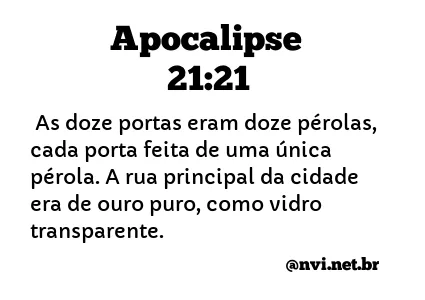 APOCALIPSE 21:21 NVI NOVA VERSÃO INTERNACIONAL