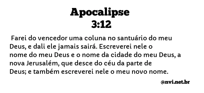 APOCALIPSE 3:12 NVI NOVA VERSÃO INTERNACIONAL