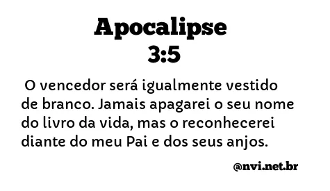 APOCALIPSE 3:5 NVI NOVA VERSÃO INTERNACIONAL