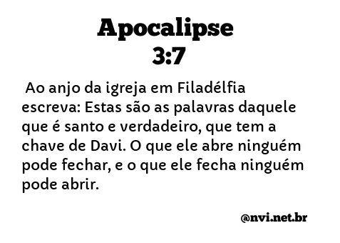 APOCALIPSE 3:7 NVI NOVA VERSÃO INTERNACIONAL