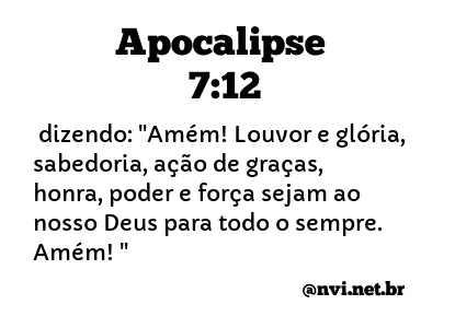 APOCALIPSE 7:12 NVI NOVA VERSÃO INTERNACIONAL