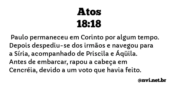 ATOS 18:18 NVI NOVA VERSÃO INTERNACIONAL